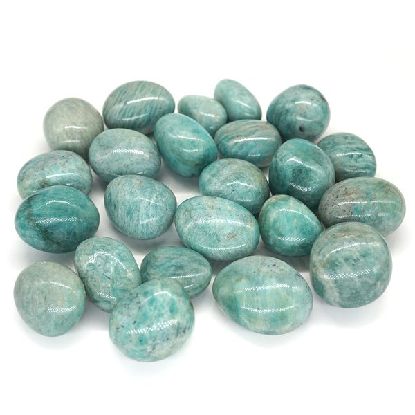 Natural Amazonite Round Tumbled Stone Healing Crystal Quartz Material Specimen Wholesale Lot Gemstone Home Aquarium Decoration