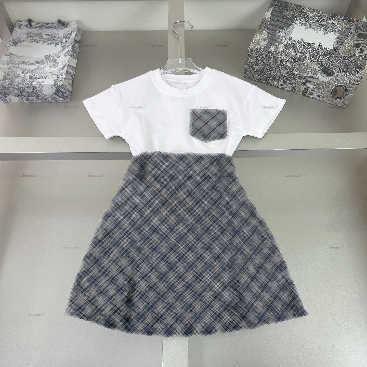 Top girls dress suit baby overskirt kids designer clothes Summer T-shirts and Letter printing skirts A061X02N025