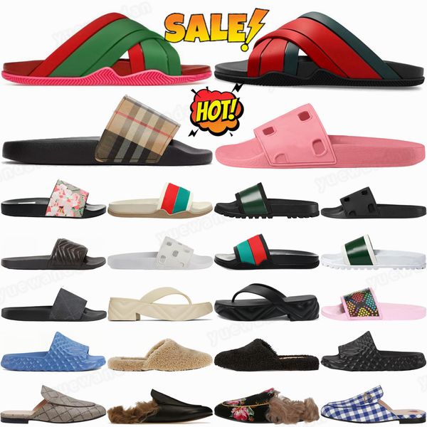 Designer slippers Web slide Original Slides Pink Rubber Princetown slipper Pursuit Pool Matelasse White Black Leather yellow Interlock y530#