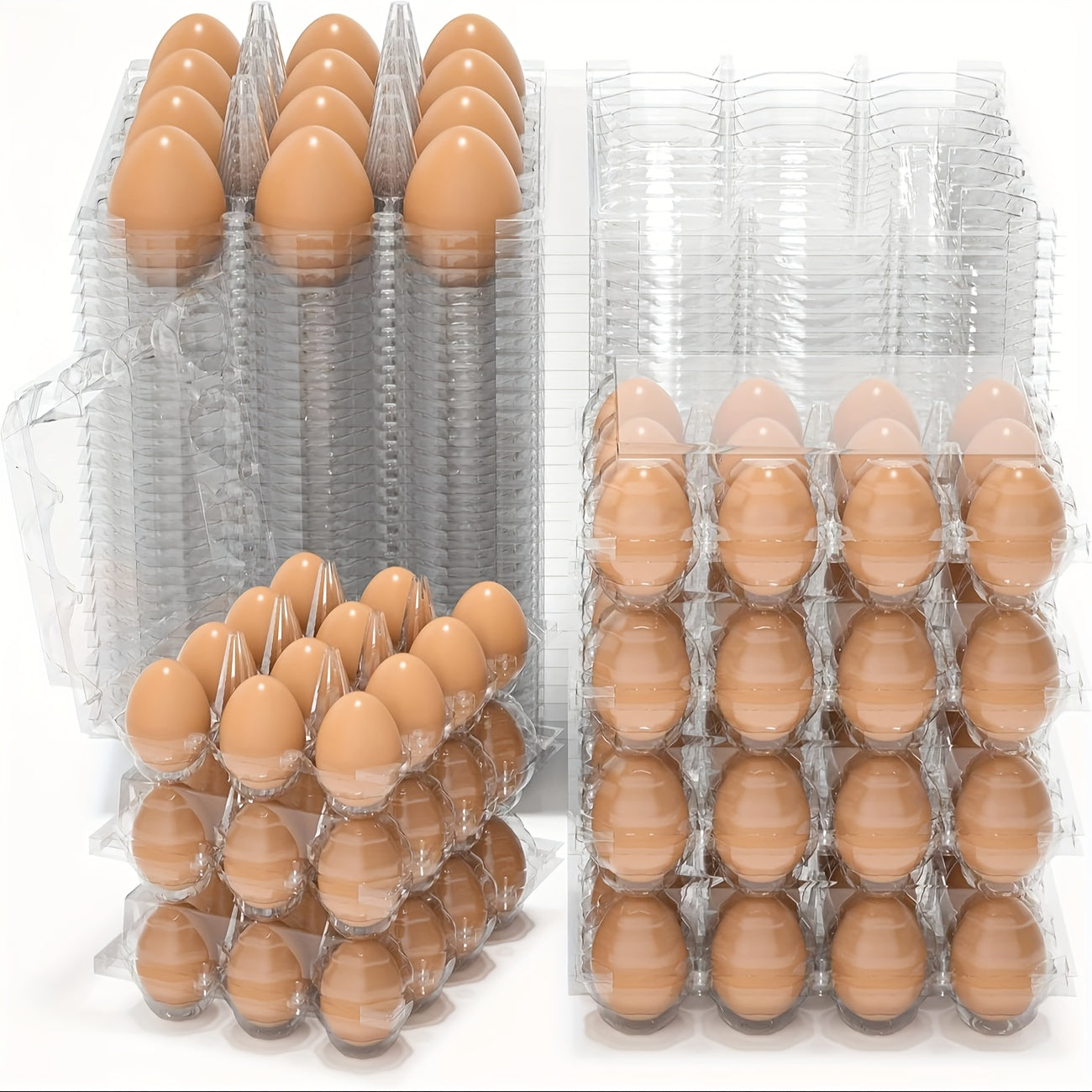 TEMU 60pcs Bulk Egg Storage Containers With Commercial-grade Locking Lids & Vented Humidity Control - Heavy-duty Plastic Stackable Refrigerator