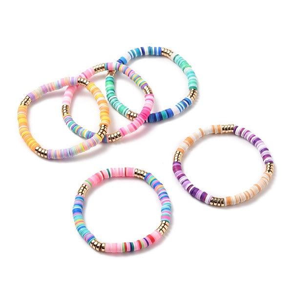 Polymer Clay Heishi Beads Stretch Bracelets