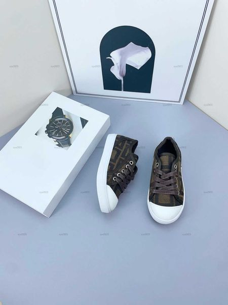 Fashion Child Sneakers High quality Lace-Up kids Canvas shoes Size 26-35 Box protection letter printing design baby casual shoes