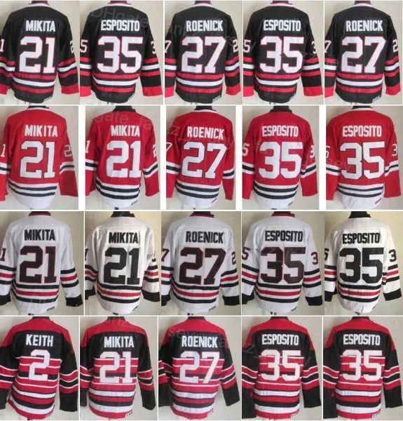 2022 stitched hockey jerseys Tony White Stan Mikita Keith Men Esposito Jeremy Roenick Home Black Red Vintage Retro Away All ice hockey jerse