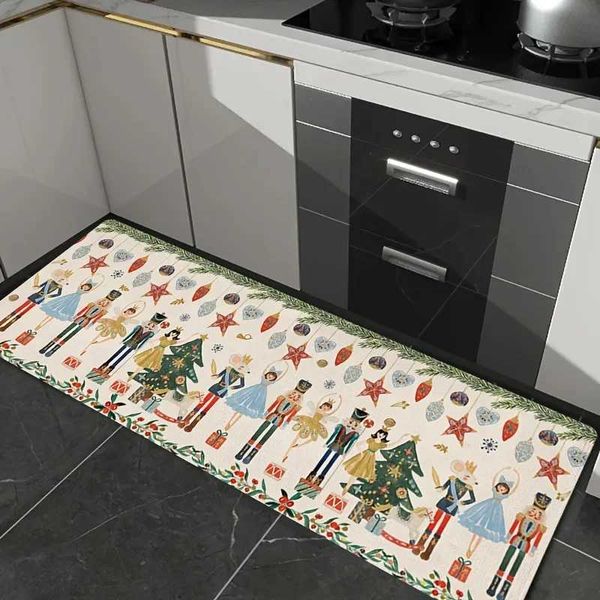 Christmas Nutcracker Kitchen Mat Home Decor Kitchen Hallway Balcony Laundry Rugs Bathroom Non-slip Foot Pad Christmas DecorationC241105