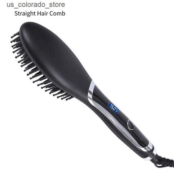 Electric Hair Brushes Kemei Hot Comb Straightener Electric Hair Straightener Hair Curler Wet Dry Use Hair Hot Heating Comb For Hair Straight