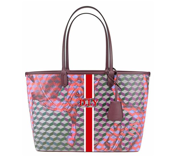 Women shopping Custom letter LOUP NOIR personalisation Personalization bags totes SHOPPER LARGE Cheval Bordeaux Card Holders shoulder bag si