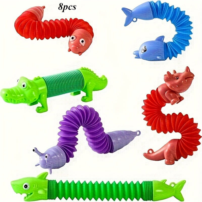TEMU 8pcs Animal Pop Tubes, Mini Keychain Pop Tubes,, Mini Toys, Sensory Toys, Classroom Prizes, Travel Toys, Party Favorites, Party Toys