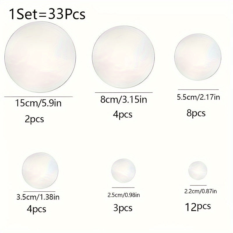 TEMU 33pcs Round Acrylic Mirror Wall Decoration, Suitable For Bedroom, Living Room, Office, Porch, Bathroom, Kitchen, Bathroom, , Gym, Stylish
