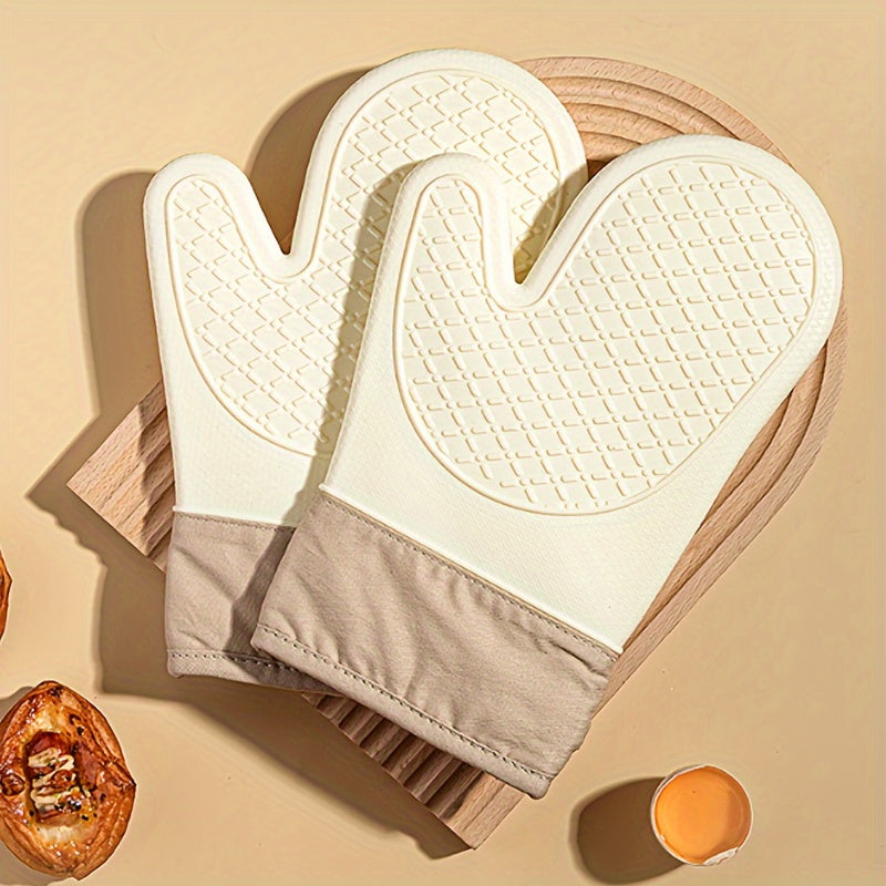 TEMU 2 Oven Heat Insulation Anti-scald Gloves Baking Thickened Silicone High Temperature Microwave Oven Mitts Non-slip