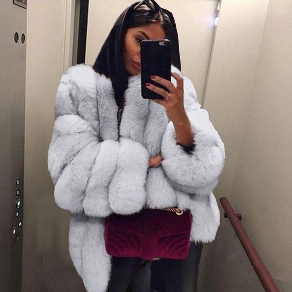 Women Faux Coat Winter Thick Overcoat Warm Plus Size Plush Furry Female Jacket Outerwear 5XL