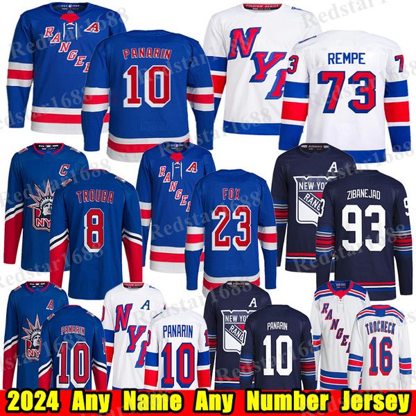 #23 Adam Fox new york hockey jersey #10 Artemi Panarin Igor Shesterkin Jacob Trouba Alexis Lafreniere Trocheck Chris Kreider Mika Zibanejad
