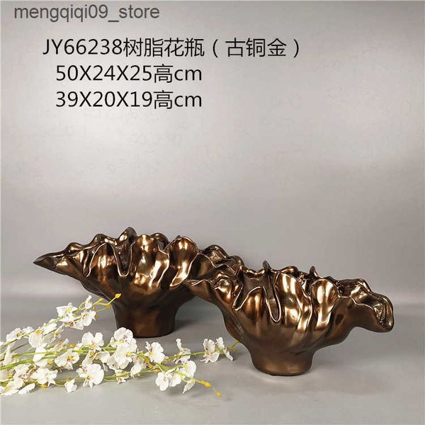 Planters Pots Simple resin antique bronze small vase home decoration sample room front desk desktop micro landscape floral decoration L24091