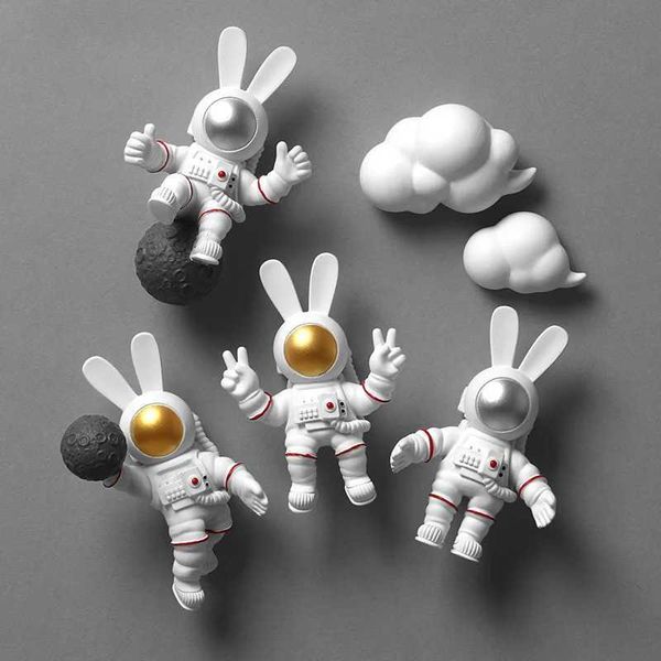 Space Astronaut Refrigerator Stickers Long-eared Rabbit 3D Doll Magnet Refrigerator Decoration Photo Wall GiftM240808