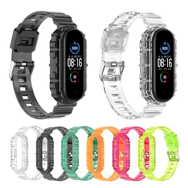 New Arrival Integrated transparent wristband suitable for Mi band 9-8-7-6-5-4-3 Transparent TPU wristband suitable for Mi band 3-4-5-6-7-8 w