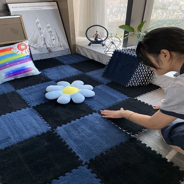 Plush carpet bedroom splicing square thick floor mat living room large area full bed carpet balcony mat 240823