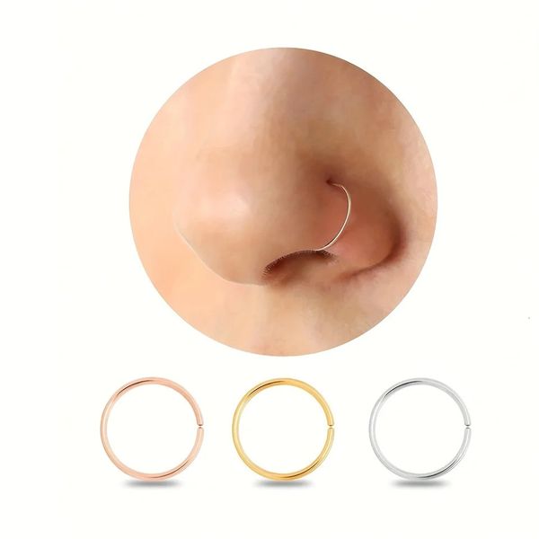 3pcs 20G16G 6810mm Nose Rings Hoops Set Small Thin Piercing Jewelry Elegant Minimalist For Septum Gold Silver Rose Color 241125