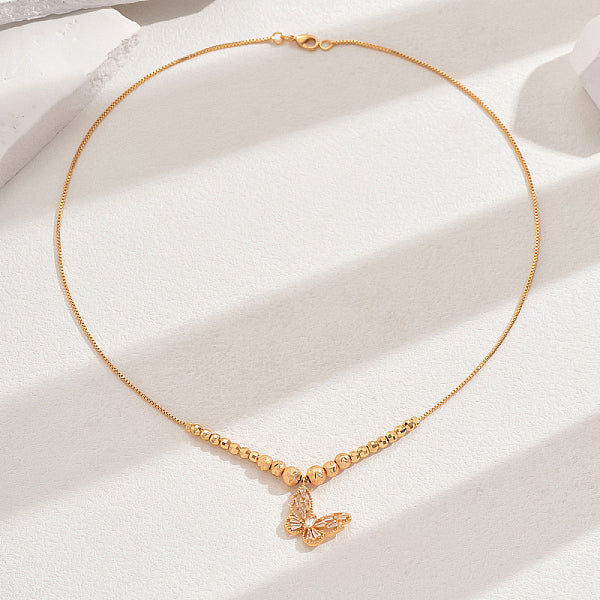 Collares colgantes de mariposa con circonita cúbica pavé de latón de moda para mujer