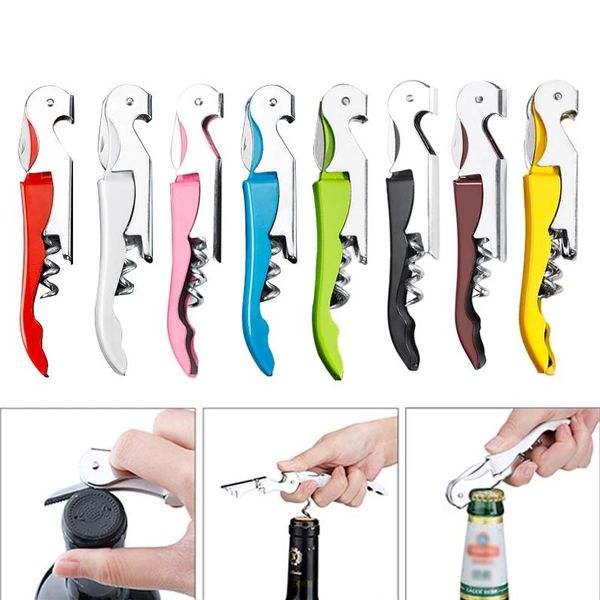 8 Colors Multi-Functional 2 in 1 Bottle Openers Stainless Steel Wine Cork Screw Corkscrew Beer Cap Remover Bar Accessories