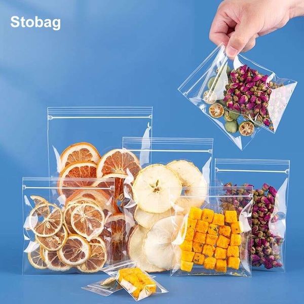 Stobag 100Pcs PP Transparent Ziplock Bags For Dried Fruit Scented Tea Packaging Seag Plastic Small Thickened Pouch Portable