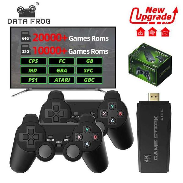 Data Frog Retro Video Game Console 2.4G Wireless Game Console Game Stick 4k 20000 Games Portable Video Game Dental Game Console Y241109