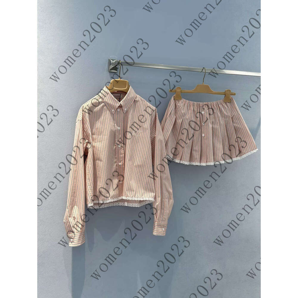 Women skirt set Designer blouses suit Womens shirts brand short skirt 2pcs fashion LOGO vacation Pleated overskirt two piece Aug 07