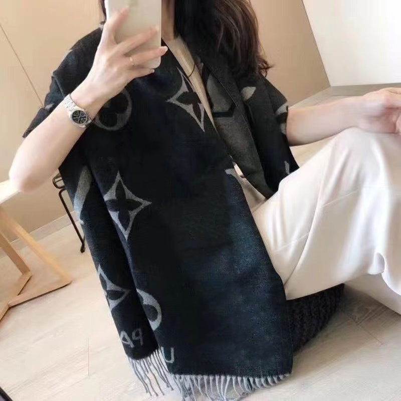 Designer Luxury Scarf Cashmere Thick Shawl Women Long Winter Wram Pashmina Wraps Hijab with Tassel Bufanda Foulard gift