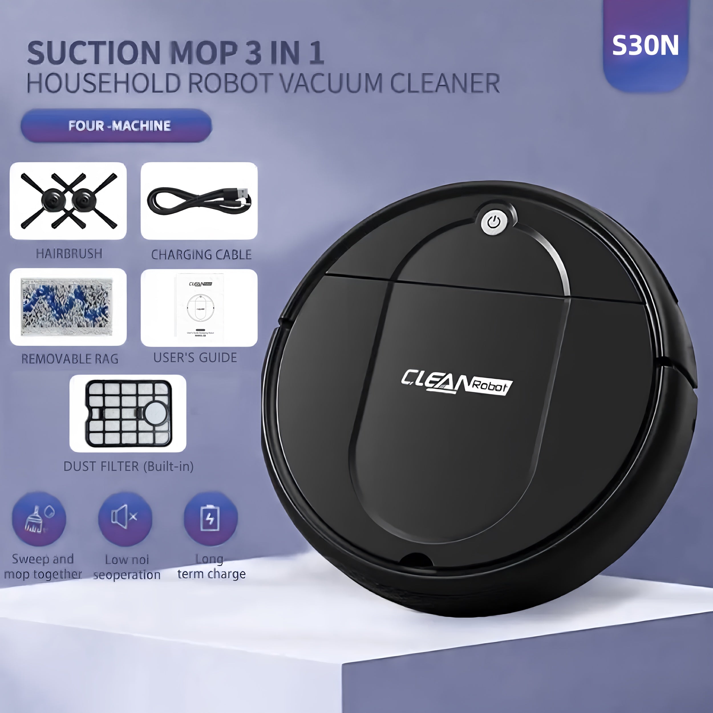 TEMU 1 Vacuum Cleaner, Suitable For Floor Cleaning, Pet Hair Cleaning, Paper And Garbage Cleaning, Multi-functional Robot Vacuum Cleaner, 2000pa