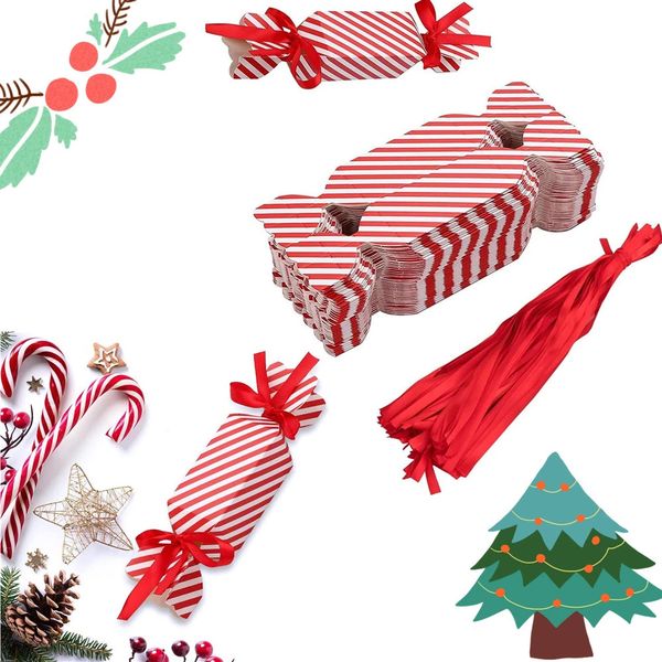 Christmas Candy Box Red Empty Treat Boxes Cookie Chocolate for Wedding Xmas Holiday Guest Gift Wrapping Bag Decoration 241113