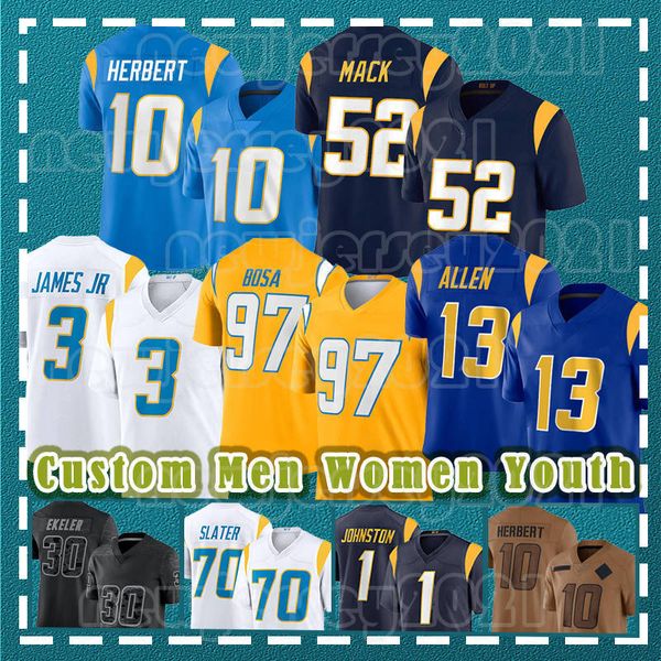 Joey Bosa Justin Herbert Football Jerseys Keenan Allen Derwin James Jr Los Angeleses Chargers Tuli Tuipulotu Khalil Mack Austin Ekeler Quent