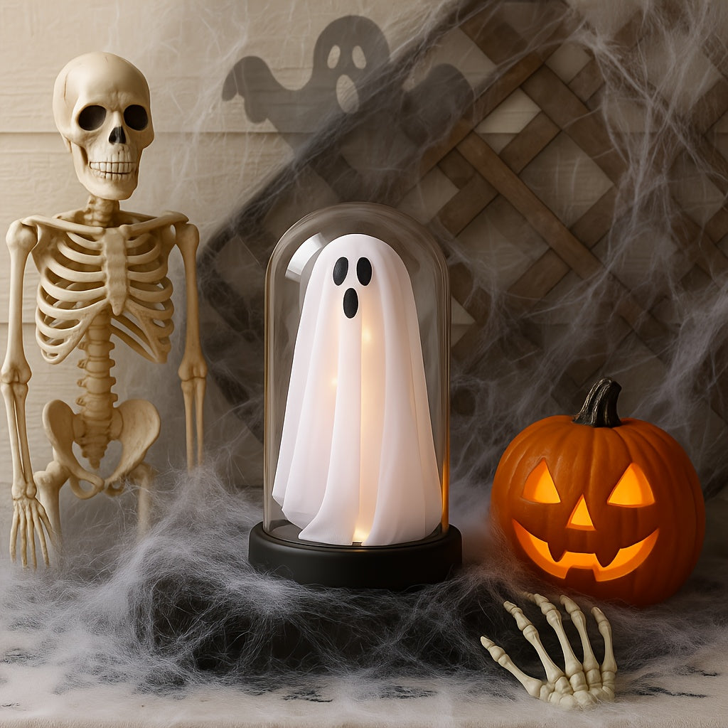 TEMU Halloween Decorations Cute With Light Indoor-light Up In Glass Cloche For Home Kitchen Mantel Tabletop Party Decor And Holiday Christmas