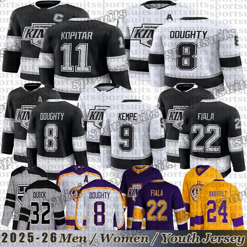#11 Anze Kopitar hockey jersey #8 Drew Doughty LA Kings Jersey Kevin Fiala Adrian Kempe Quinton Byfield Danault Corey Ceci Perry Wayne Gretzky Andre