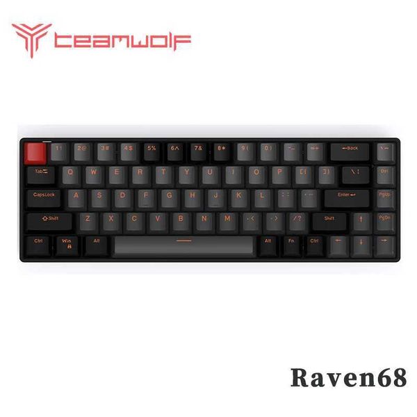 Keyboards Teamwolf Raven68 wireless magnetic switch mechanical keyboard 8k fast trigger RGB backlit e-sports PC game custom keyboard gift z2