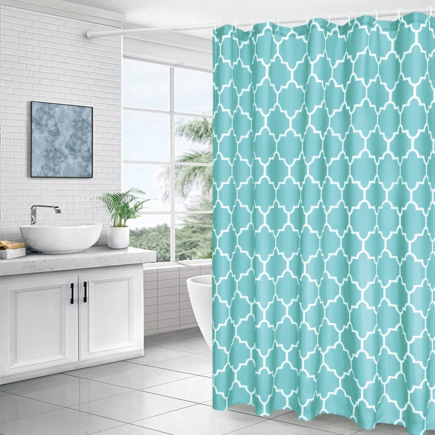 YL-36954 Manufacturers Spot Digital Printed Fabric Shower Curtain Waterproof Thickened Bathroom Partition Curtain with Hook