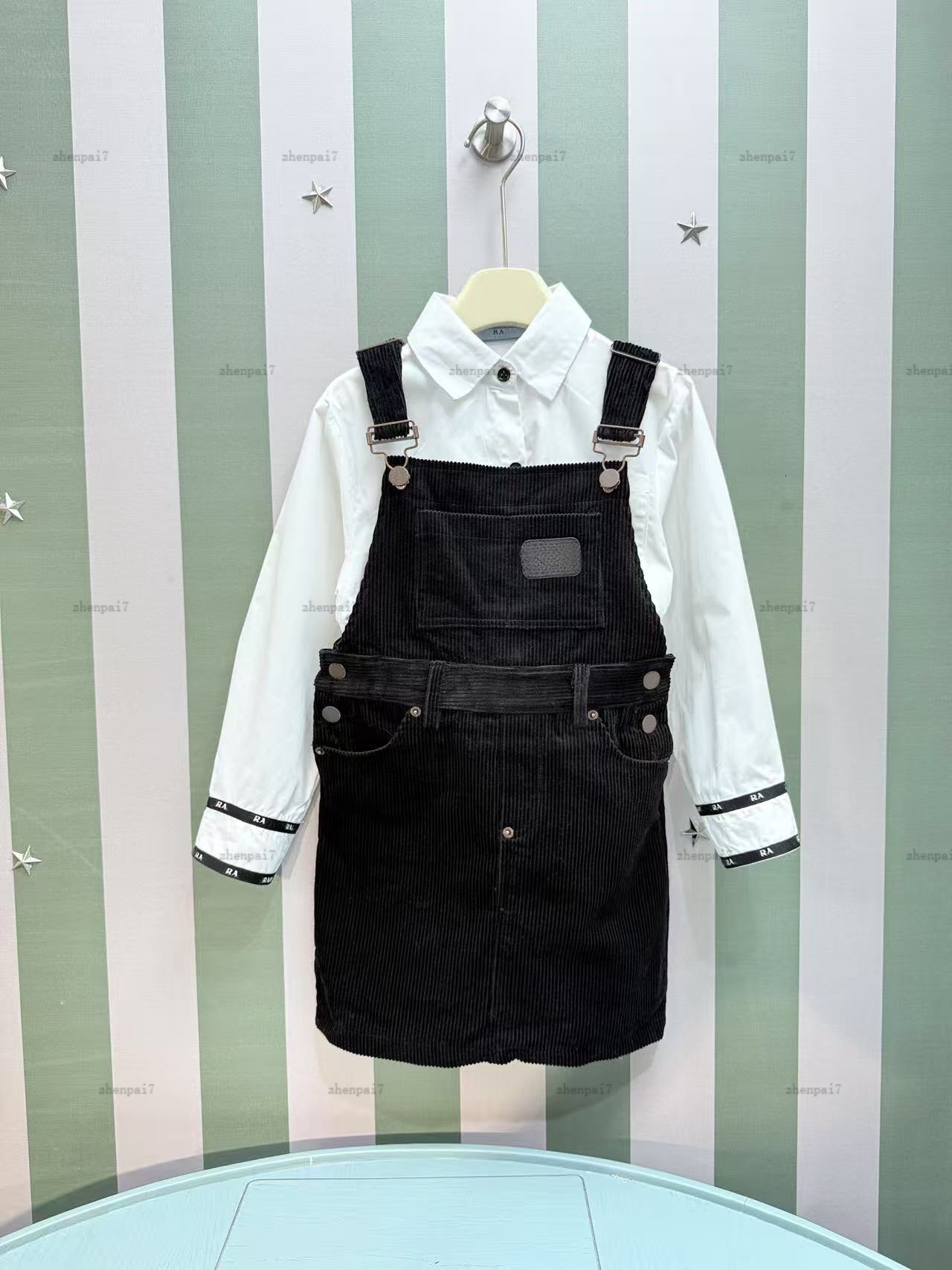 Top girls dress suit baby overskirt kids designer clothes Autumn Long-sleeved white shirt and skirts A093X03N262