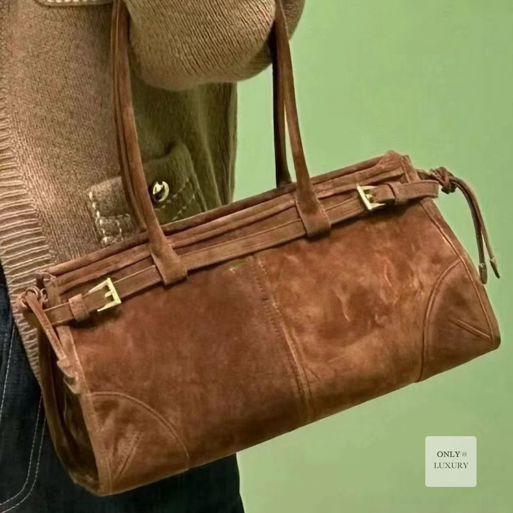 Designer luxury suede leather fall winter handbags baguette bag tote vintage bags handbag women shoulder crossbody purse clutch wallet hobo mirror q