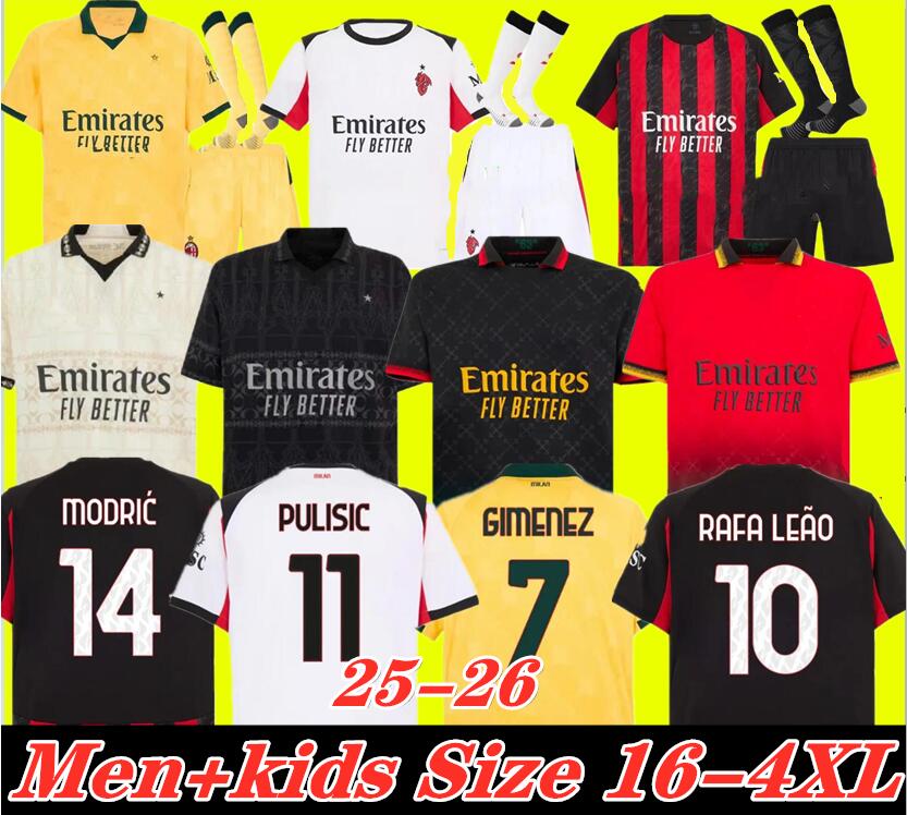 4XL 25-26 MiLan MODRIC 3rd Soccer Jerseys AC PULISIC RAFA LEAO GIMENEZ CHUKWUEZE TOMORI FOFANA LOFTUS-CHEEK THIAW GABBIA M.MAIGNAN men kids kits soc