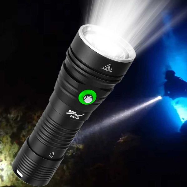 Professional Scuba Diving Light P70 Super Bright 2000lm 26650 Dive Flashlight 100m Underwater 5 mode IPX8 Waterproof Dive Light Z241204