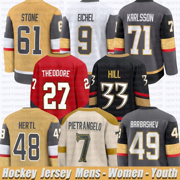 61 Mark Stone vegas golden hockey jersey knights jersey Jack Eichel William Karlsson Alex Pietrangelo Ivan Barbashev Adin Hill Shea Theodore