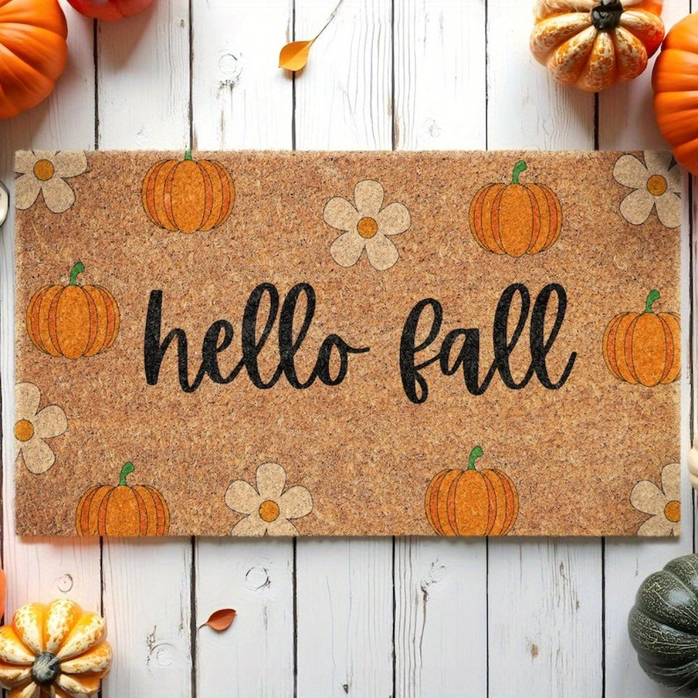 TEMU 1pc Indoor And Outdoor Entryway Rubber Doormat, Halloween Decorative Floor Mat And Pumpkin Floral Pattern, Suitable For Entry Door, Bathroom