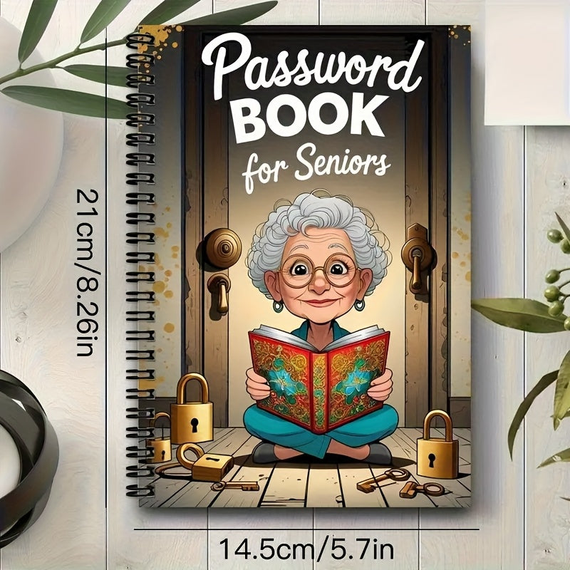 TEMU 70-page -friendly Password Book With Lock - Anti-theft Spiral Notebook With Fun & Cover, Security Journal For Internet & Office Password