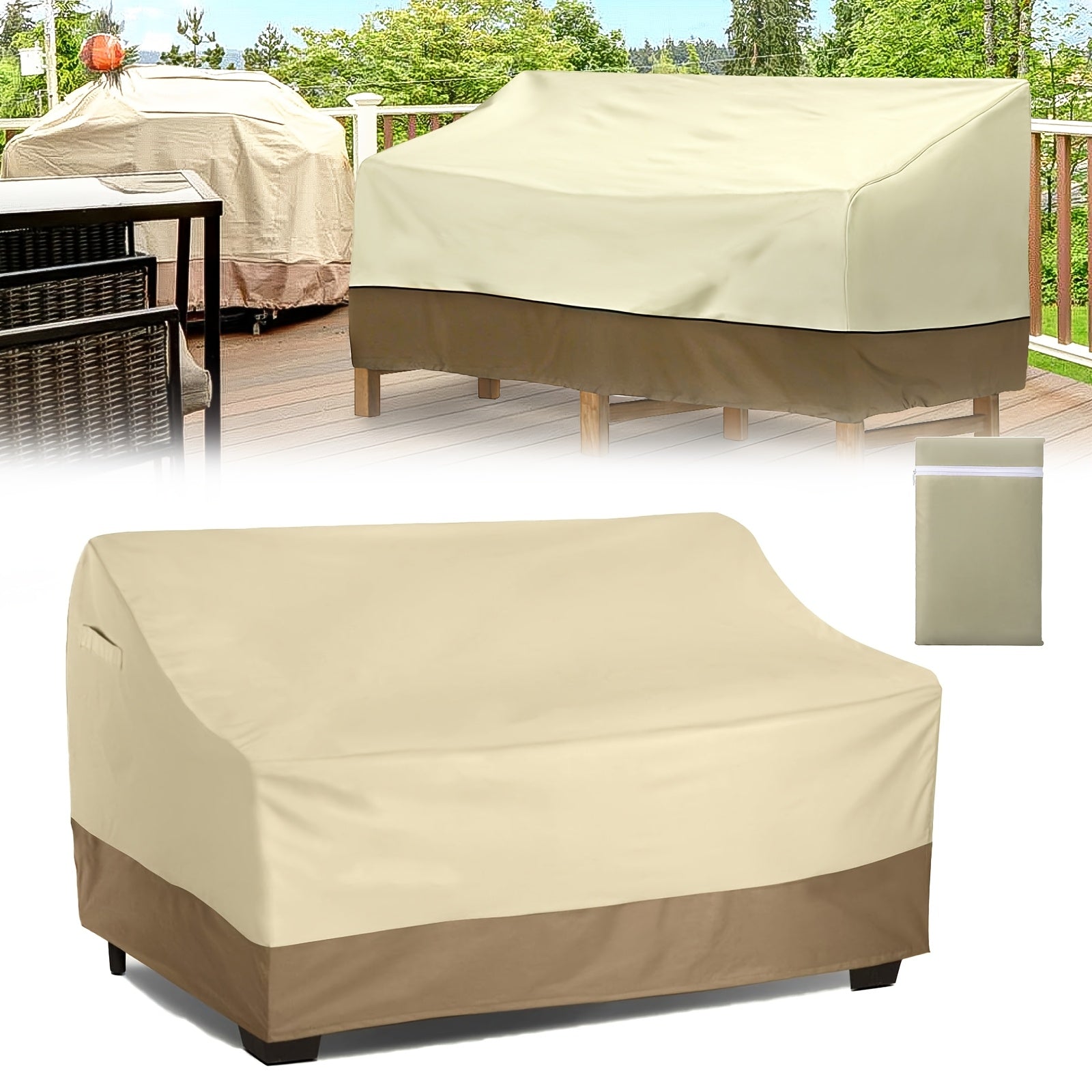 TEMU Heavy Duty Waterproof Oxford Fabric Patio Bench & Loveseat Cover - Outdoor Furniture With Adjustable Drawstring Hem, Options