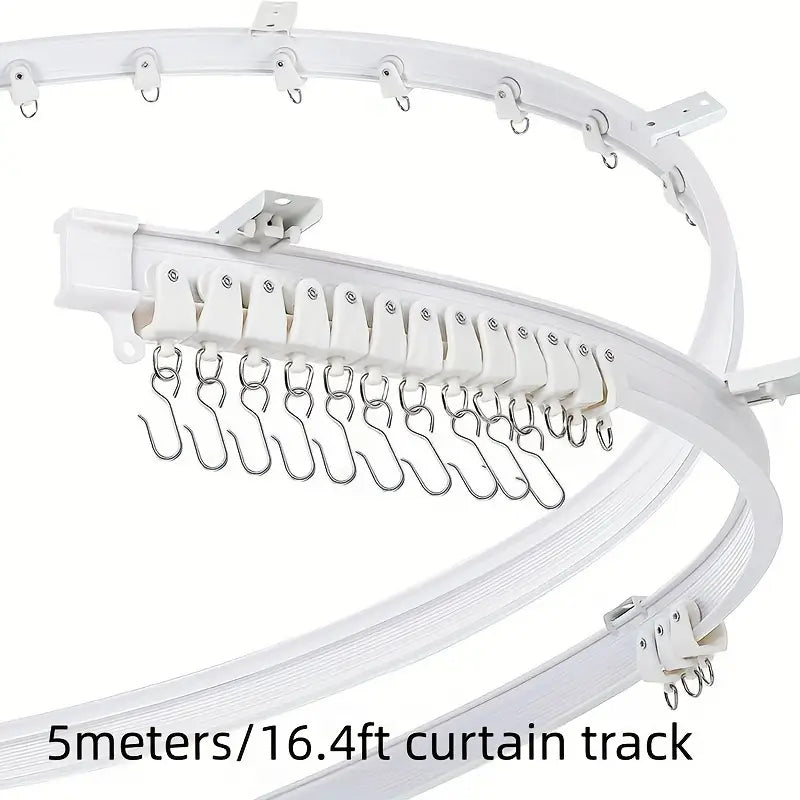 TEMU 1pc 196.85 Inch Alloy Plastic Curtain Track, Curved Ceiling Curtain Track, Window Room Partition, Flexible Straight Curtain Rail, Bathroom