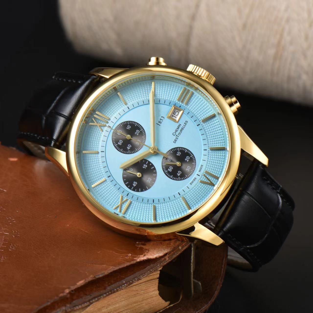 Luxury Ladies men Fashion Quartz 1853 Watch Belt Simple Scale Square Quality Women Watches Business Stainless Steel Folding Clock #33