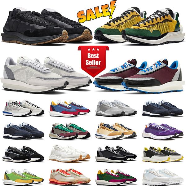 designer shoes LDV Waffle sacais mens Casual sneakers women trainers Hundred Hollowed Fragment Grey Kiss of Death Black White Sail Gum size