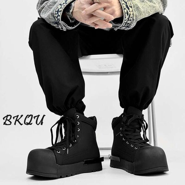 Black Knight Top Skates OutonoInverno Trabalho Big Head High Street Trend Shoes Comuter Derby Boots