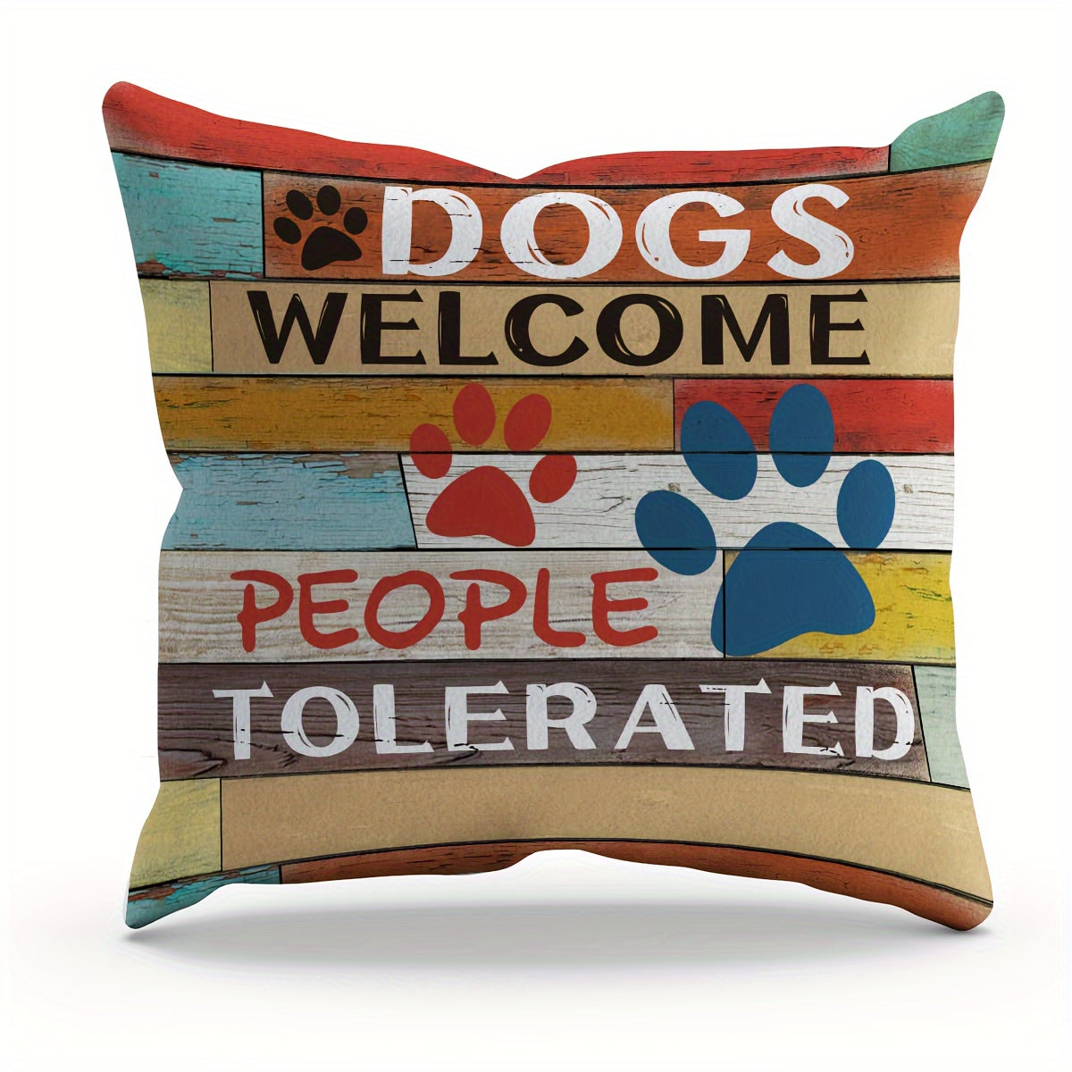 TEMU 1pc Funny Dogs Welcome People Tolerated Throw Pillow Cover Pillowcase Dog Theme Decor Gifts For Housewarming Dog Lovers Dog Owners Short 18x18