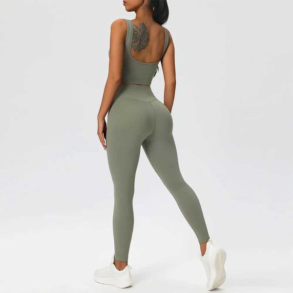 Conjunto de esportes de 2 peças Roupas de atletismo feminino Top Bra Lege Set Sports Sport Purch Up Exercício Running Gym Clothing X250110