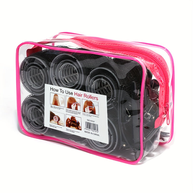 TEMU 18pcs Self-adhesive Plastic Curlers Hair Styling Tool Diy Beauty Hair Rollers