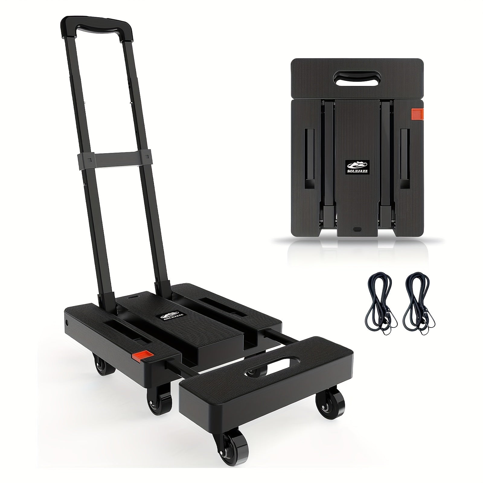 TEMU Folding Hand Truck Dolly, Portable Dolly For Moving, 500lb Luggage Cart Dolly With 6 Wheels & 2 Bungee Cords For Luggage, Travel, Moving,