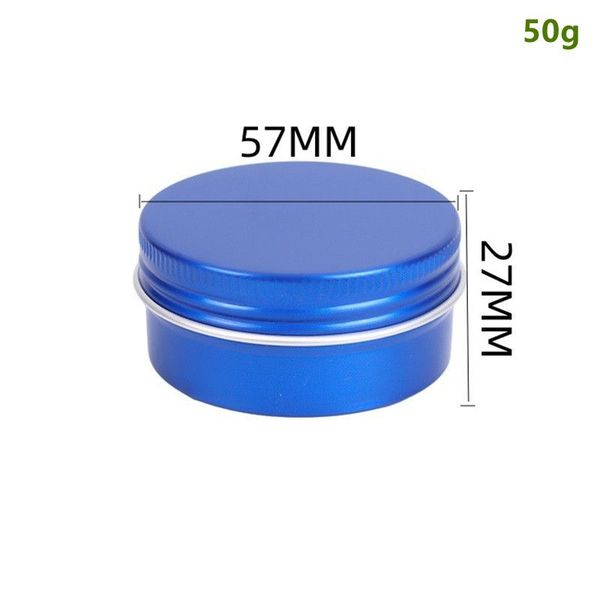 100pcs Blue Aluminum Cosmetic Cream Make Up Pot Lip Jar Tin Case Container Screw Lid 50ml Empty Capacity for DIY Cosmetics-Beauty Products